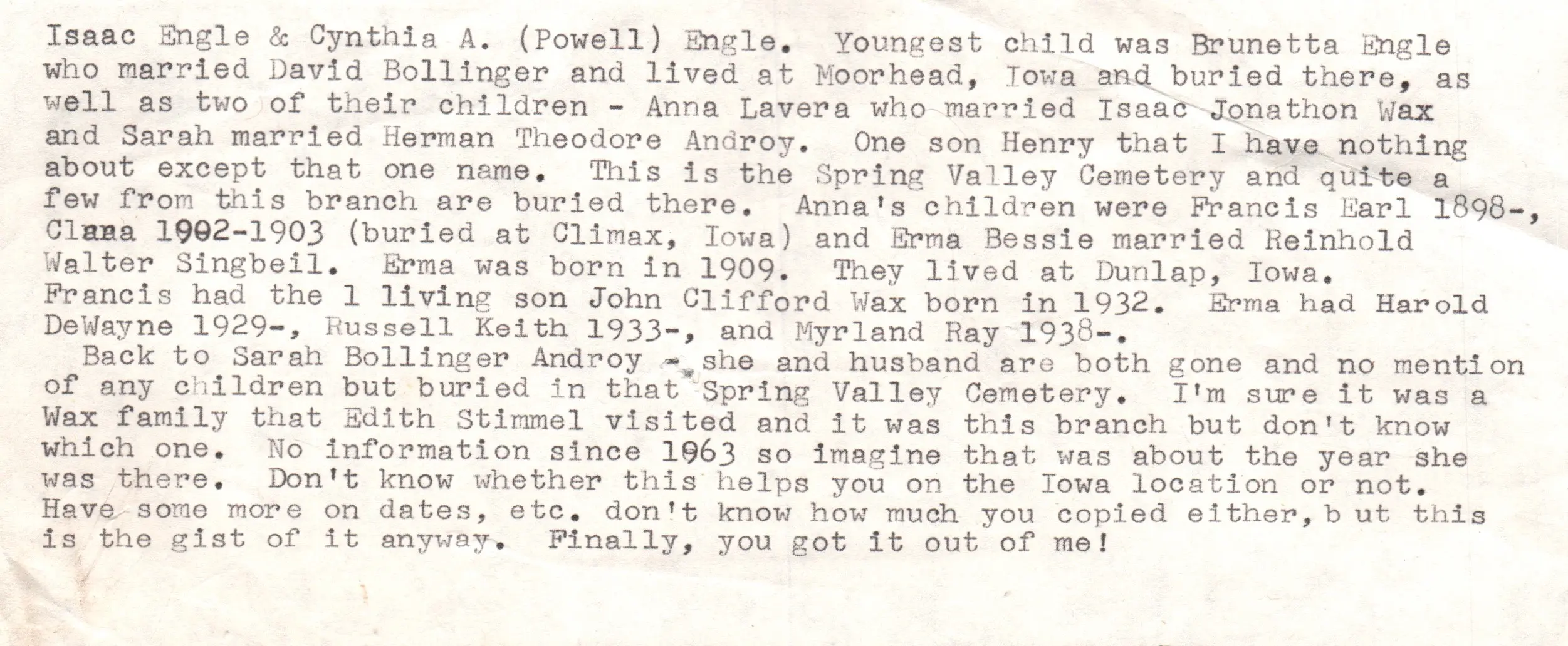 Engle Genealogy - Alice Wise 1800 Federal Census Notes Pg1