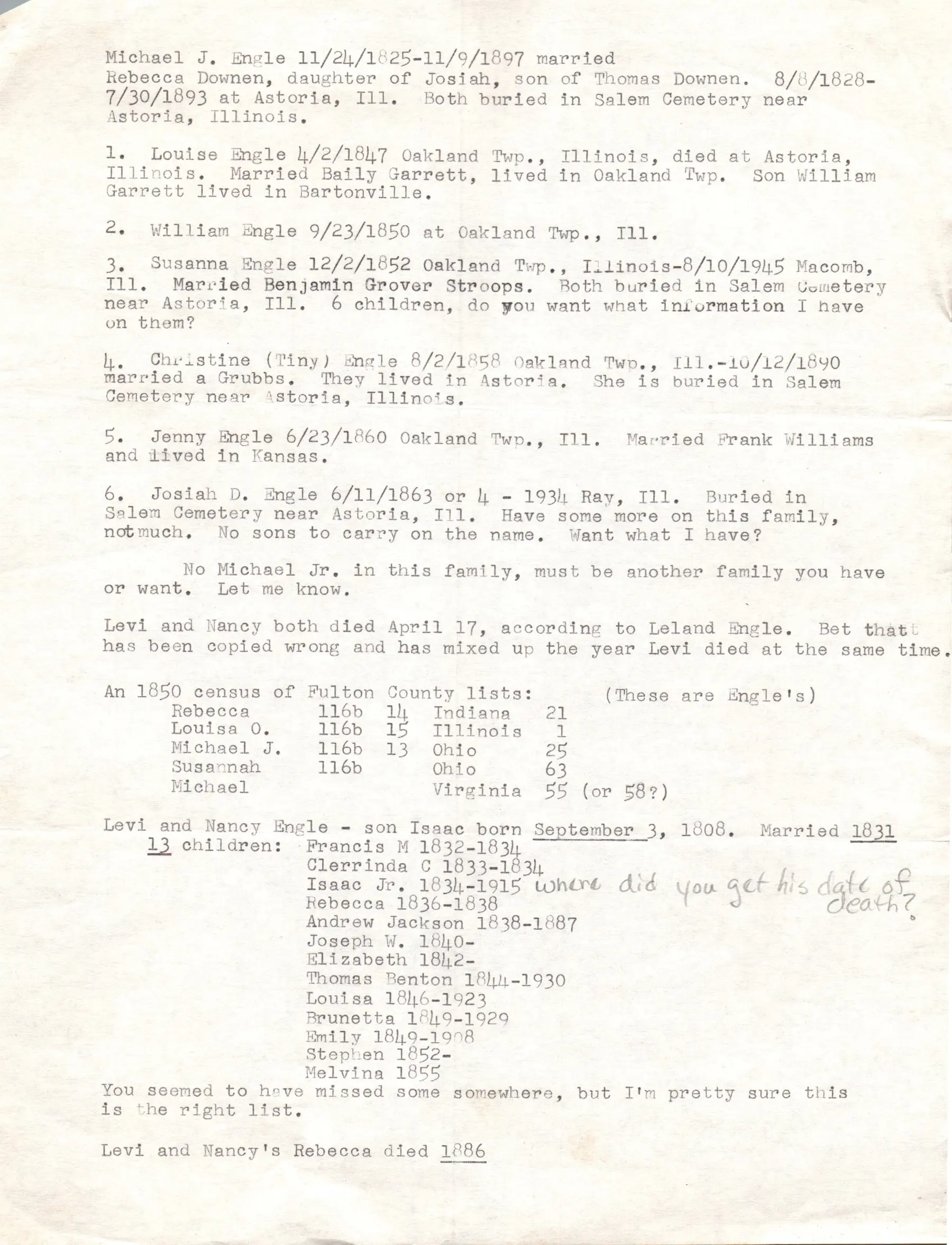 Engle Genealogy - Alice Wise 1800 Federal Census Notes Pg1