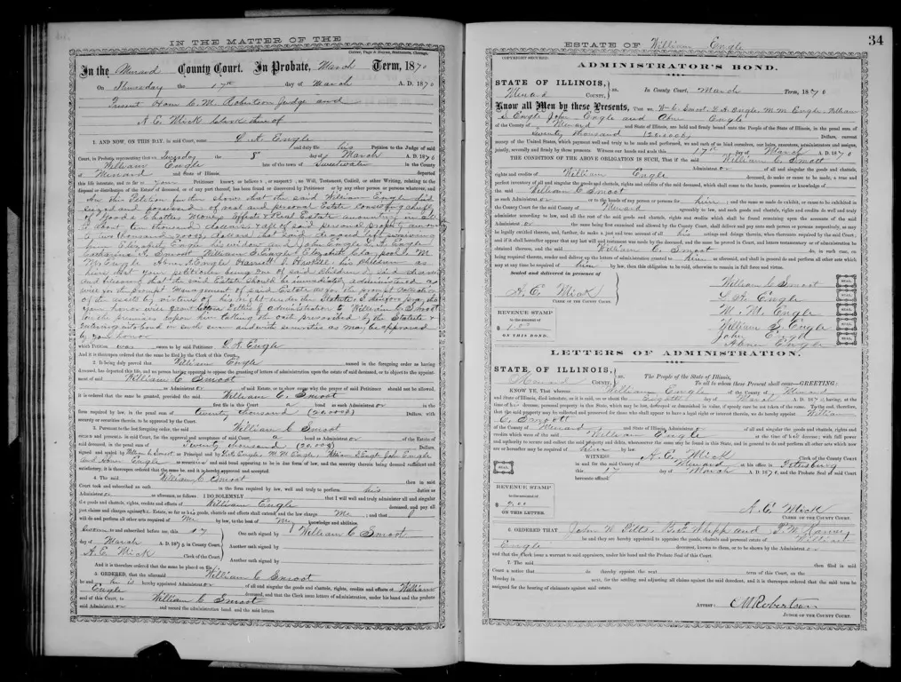 Engle Genealogy - William Engle Probate