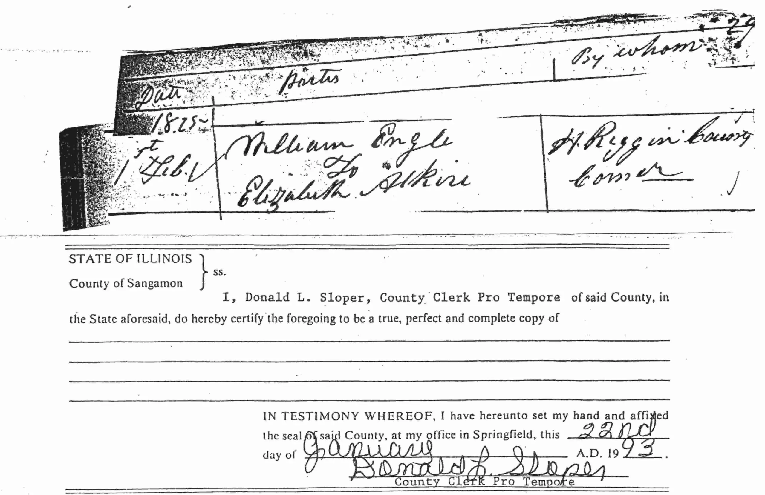 Engle Genealogy - Engle-Alkire Marriage Record