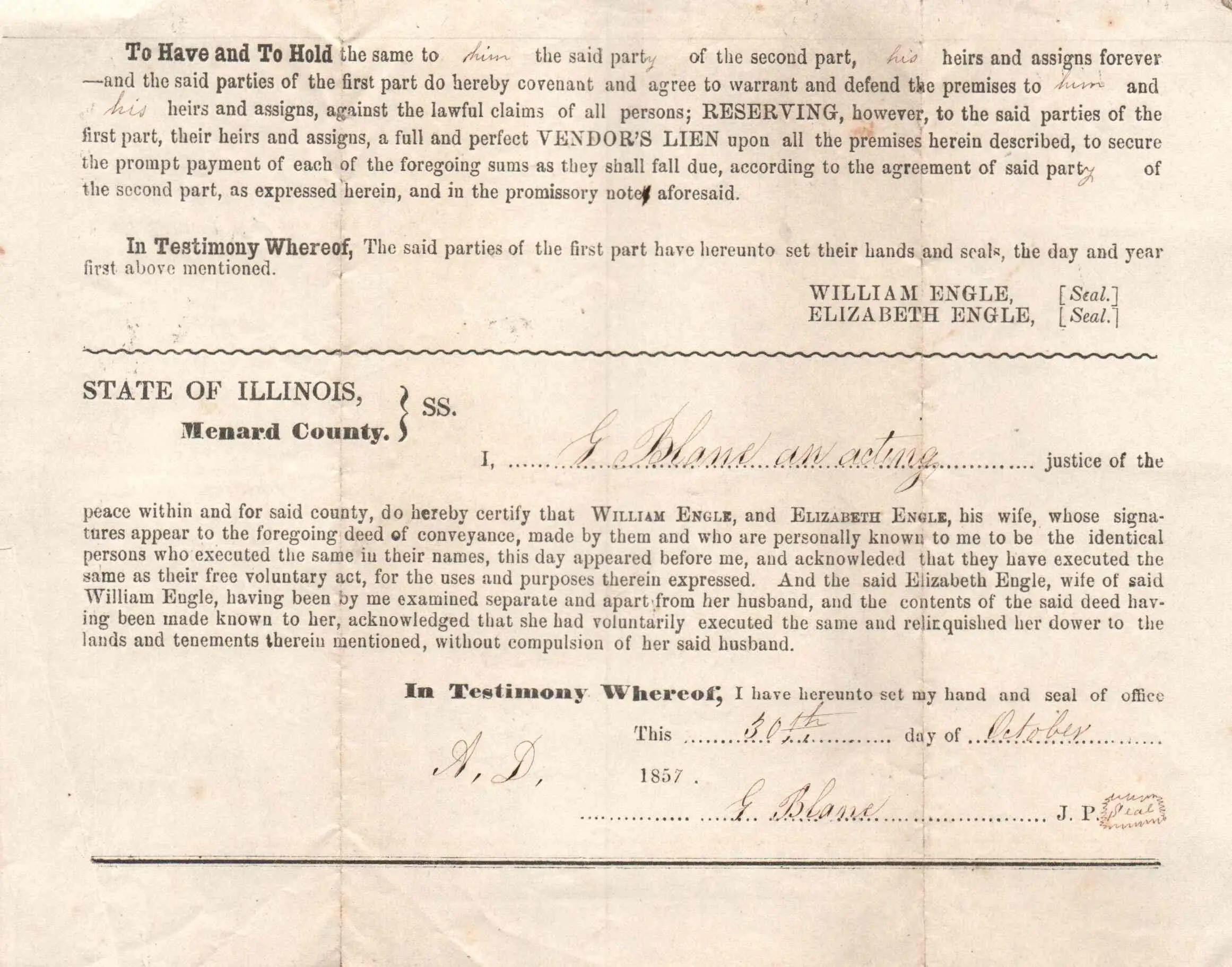 Engle Genealogy - Engle to Johnson Deed 3