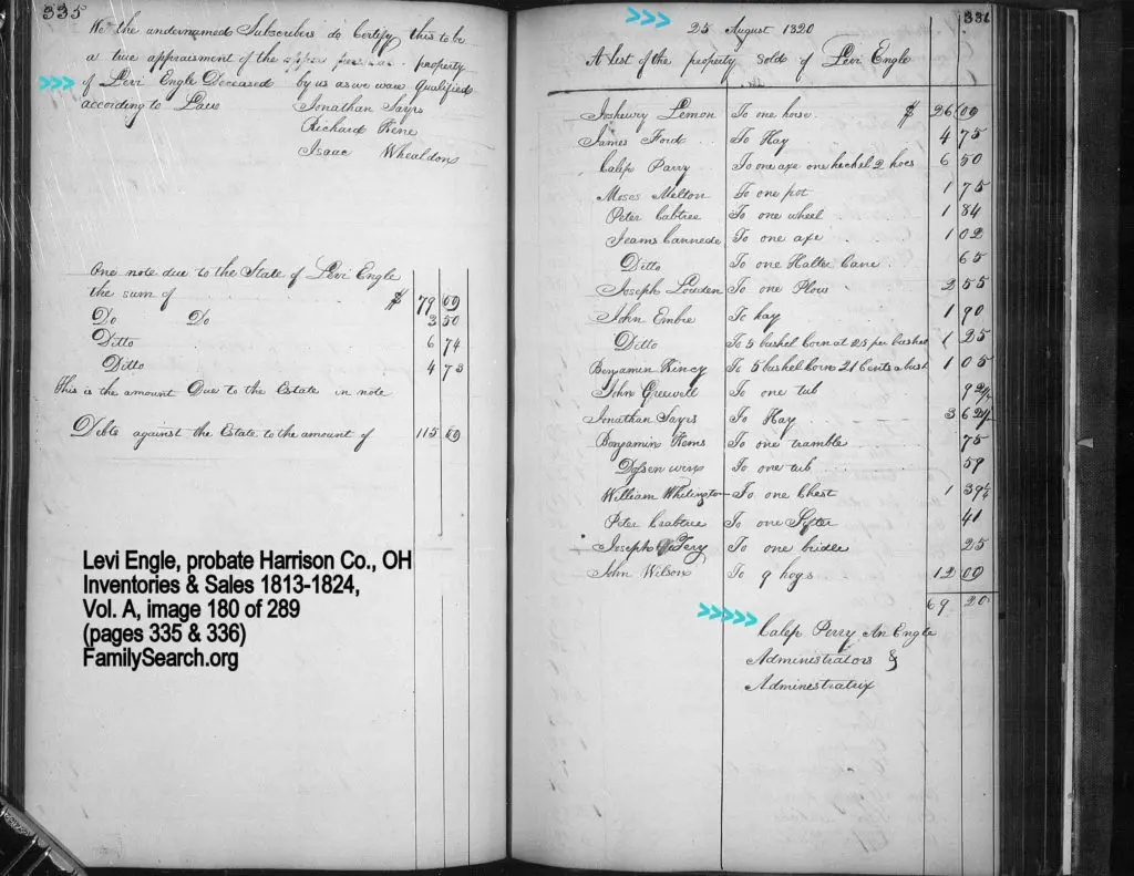 Engle Genealogy - Inventory & Sales