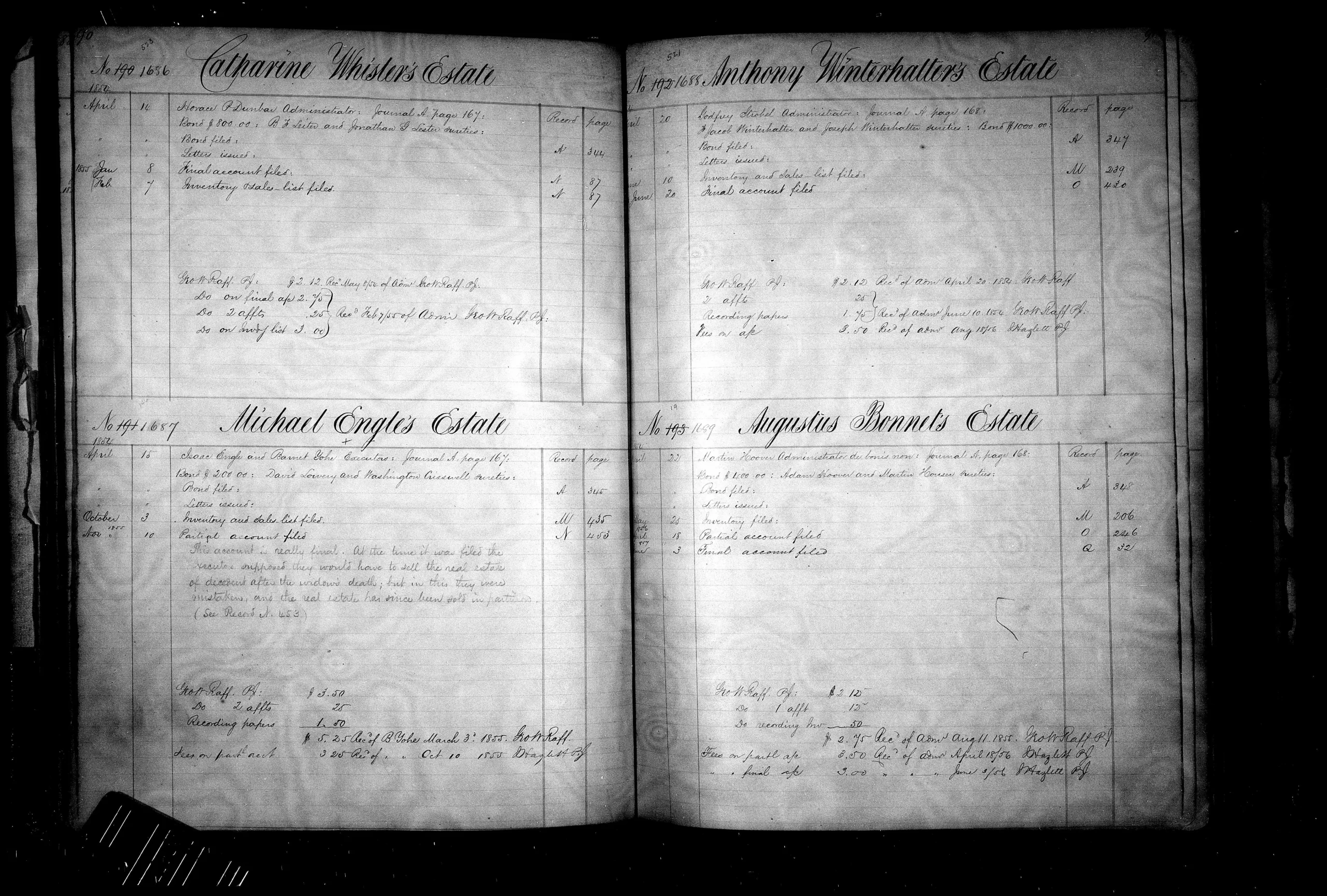 Engle Genealogy -  Michael Engle Estate Book D Page 90