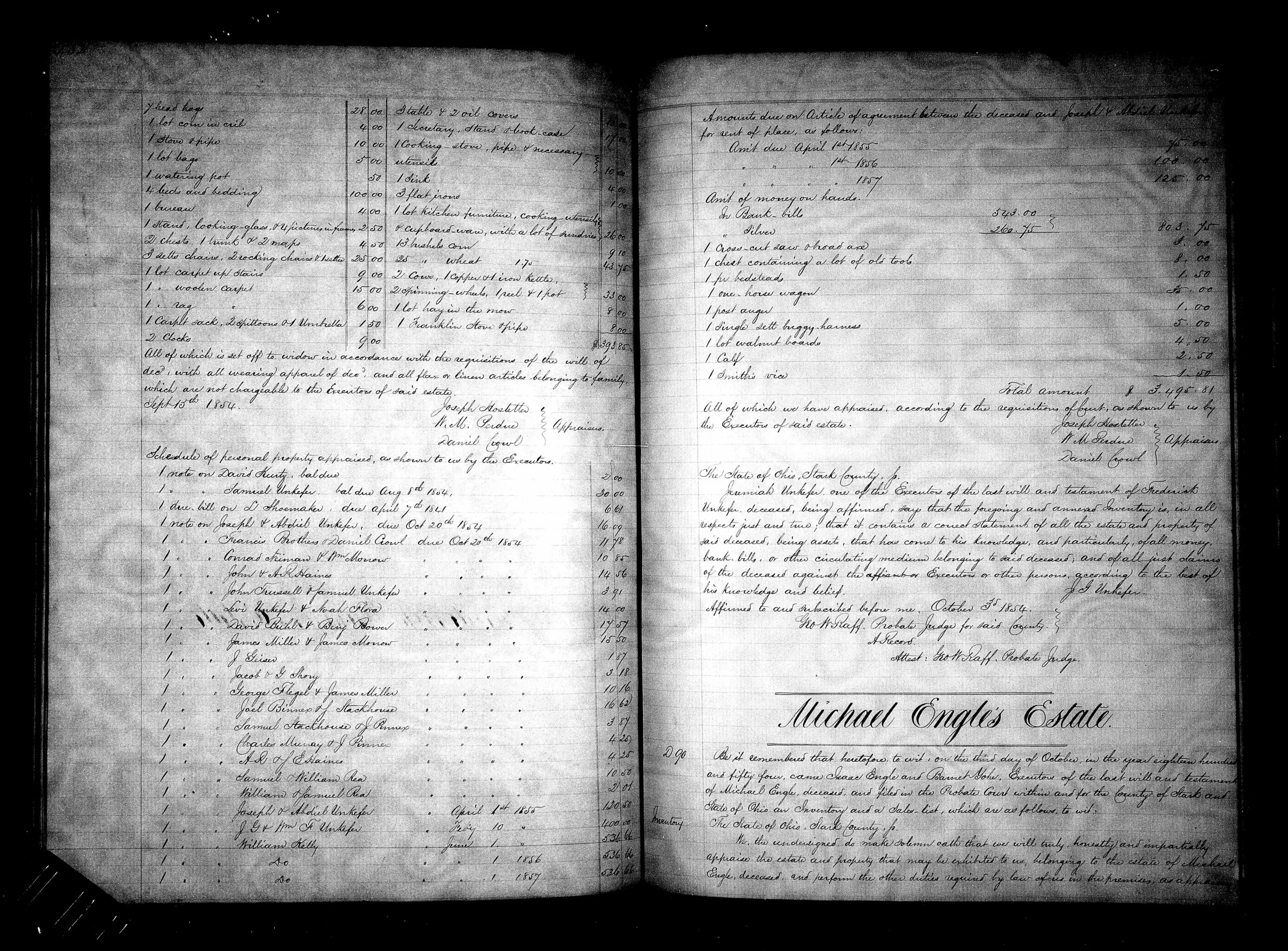 Engle Genealogy - Michael Engle Estate Book M pg 433