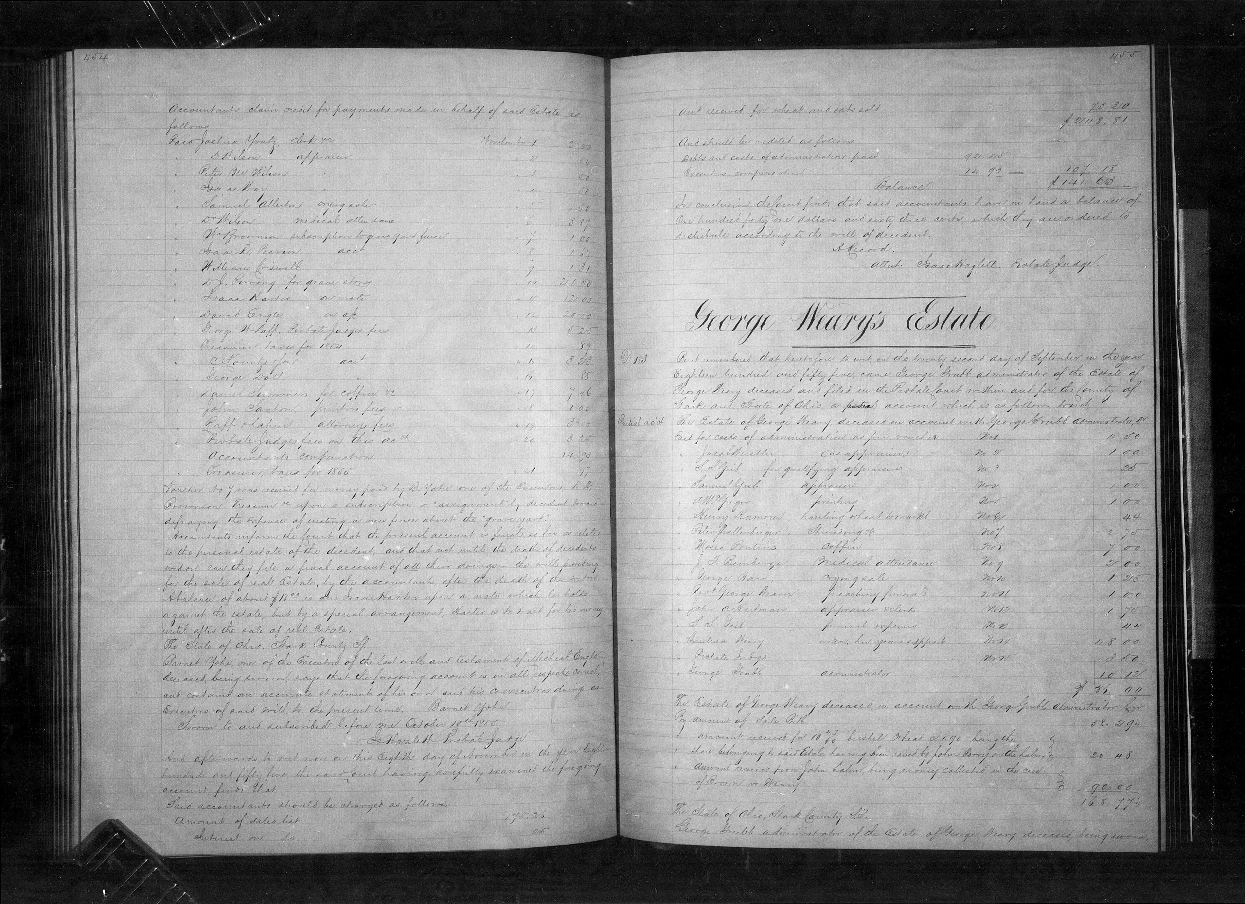 Engle Genealogy - Michael Engle Estate Book N pg. 454-455